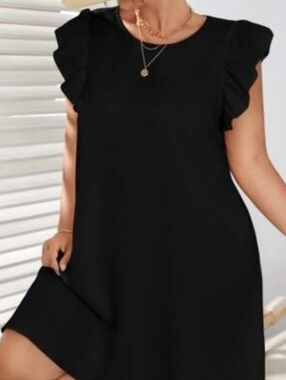 Ruffled Sleeve Dress by SHEIN Curve 4X, black